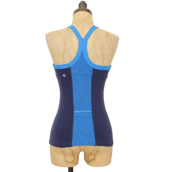 LULULEMON Ujjayi Power Y Racerback Tank Top Size 4 Blue Back Pocket EUC B59 - Picture 3 of 5